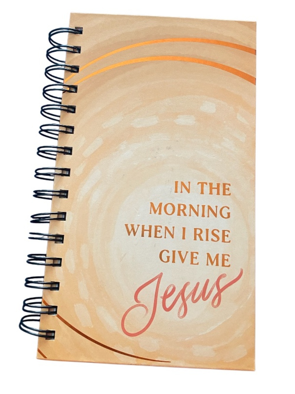 Inspirational Peach Spiral Journal - In The Morning When I Rise Give Me Jesus